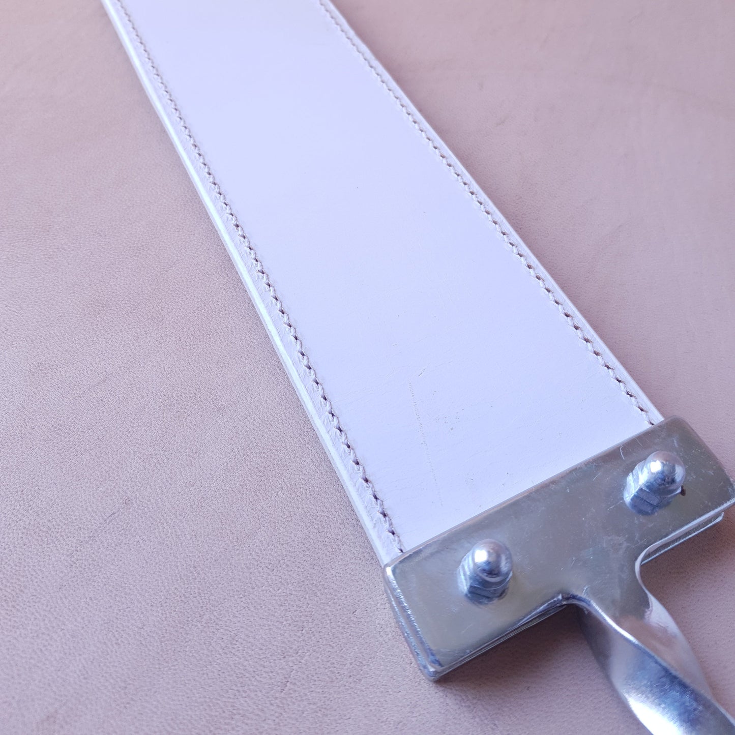 Paddle cuir & acier - 40 cm - violet & blanc