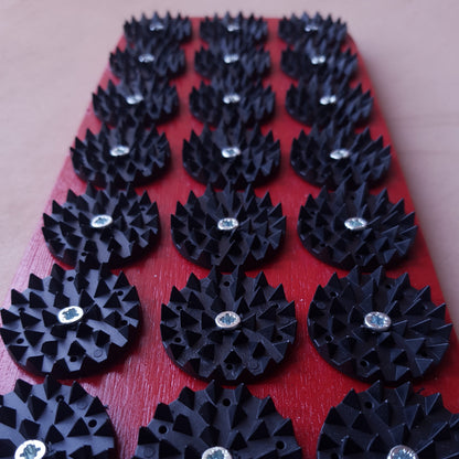 Paddle bois & pics fleurs - 37 cm - rouge & noir