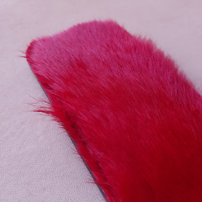 Paddle cuir & fourrure - 38 cm - rouge