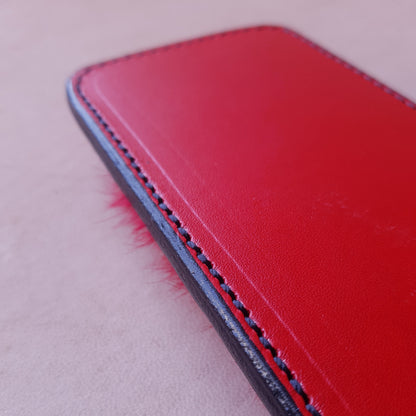 Paddle cuir & fourrure - 38 cm - rouge
