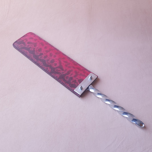 Paddle cuir & acier - 41 cm - rouge & noir