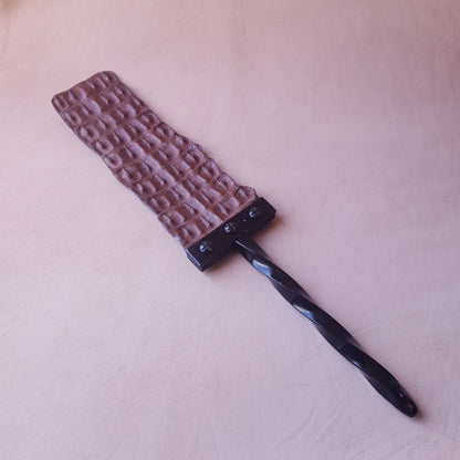 Paddle cuir (caïman) & acier - 43,5 cm - marron