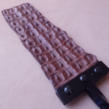 Paddle cuir (caïman) & acier - 43,5 cm - marron