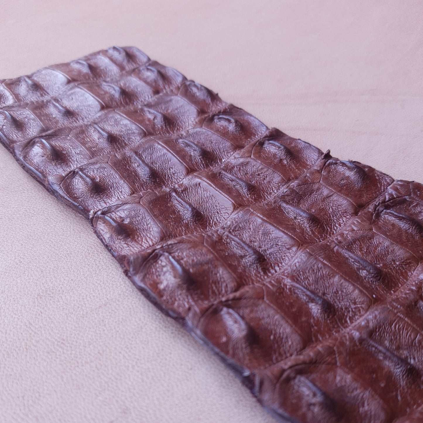 Paddle cuir (caïman) & acier - 43,5 cm - marron