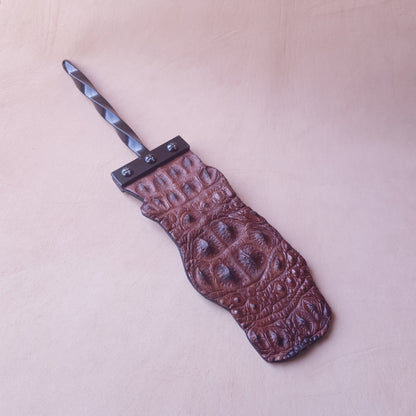 Paddle cuir (caïman) & acier - 41,5 cm - marron