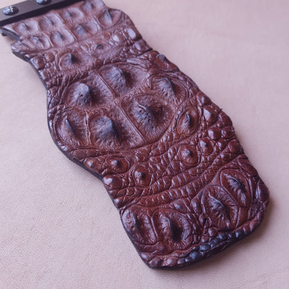 Paddle cuir (caïman) & acier - 41,5 cm - marron