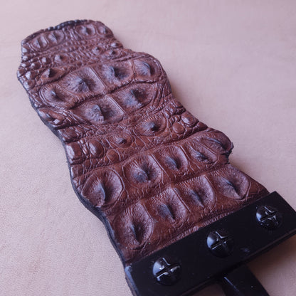 Paddle cuir (caïman) & acier - 41,5 cm - marron